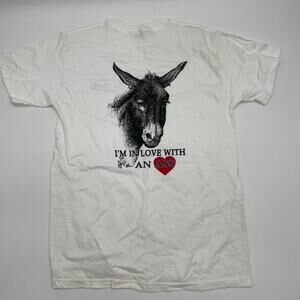 LOFTEEZ Women's T-Shirt Size M Cotton Donkey Image Funny Short Sleeve Top